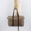 GUCCI GG Plus Supreme Web Sherry Line Tote Bag PVC Beige Gold Auth 207815-23