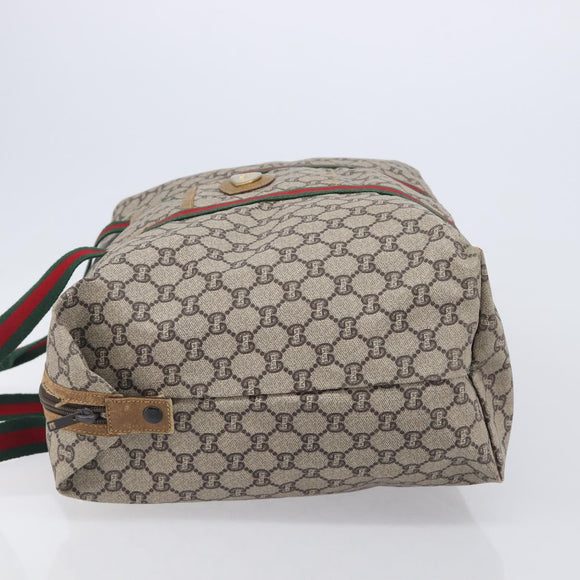 GUCCI GG Plus Supreme Web Sherry Line Tote Bag PVC Beige Gold Auth 207815