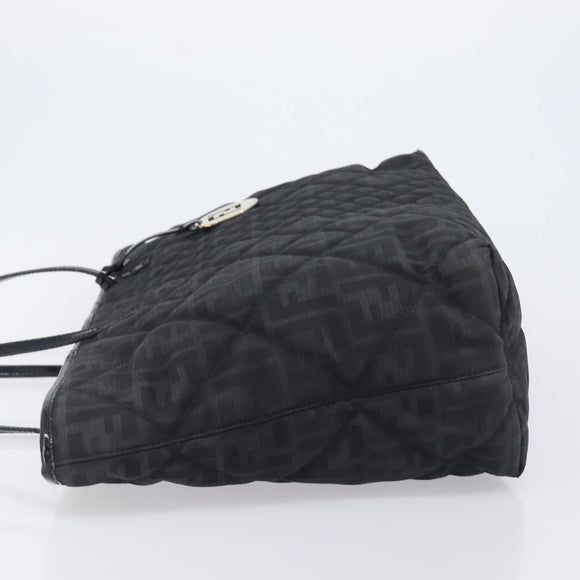FENDI Zucca Canvas Tote Bag Black Gold Auth 207816
