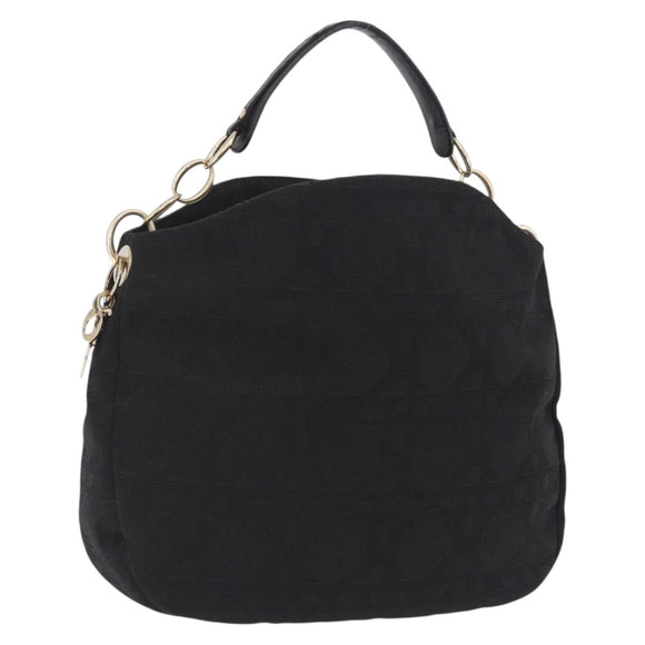 Christian Dior Canage Shoulder Bag Canvas Black Gold Auth 207818A