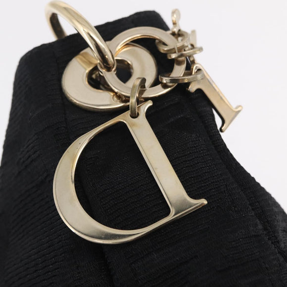 Christian Dior Canage Shoulder Bag Canvas Black Gold Auth 207818A