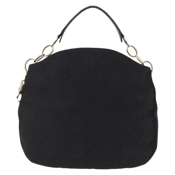 Christian Dior Canage Shoulder Bag Canvas Black Gold Auth 207818A