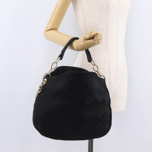 Christian Dior Canage Shoulder Bag Canvas Black Gold Auth 207818A