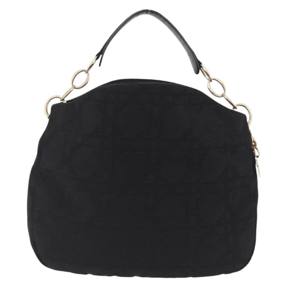 Christian Dior Canage Shoulder Bag Canvas Black Gold Auth 207818A