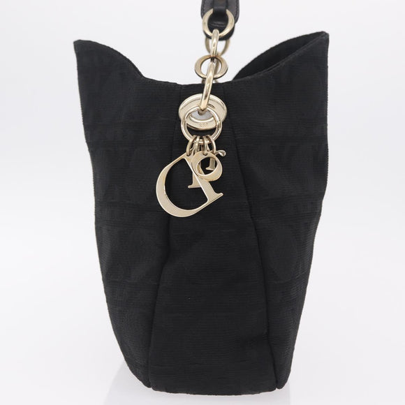 Christian Dior Canage Shoulder Bag Canvas Black Gold Auth 207818A