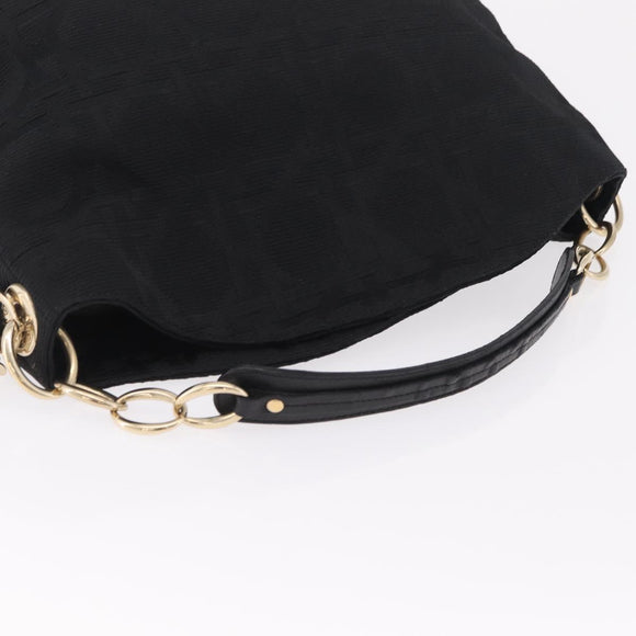 Christian Dior Canage Shoulder Bag Canvas Black Gold Auth 207818A