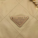 PRADA Chain Shoulder Bag Nylon Beige Gold Auth 207819A-14