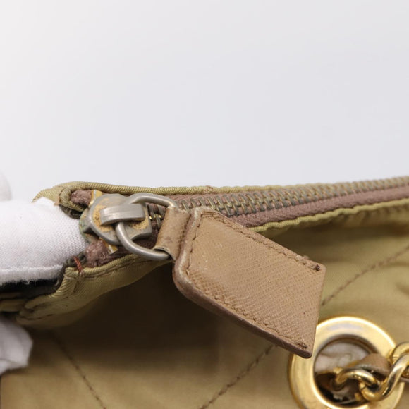 PRADA Chain Shoulder Bag Nylon Beige Gold Auth 207819A