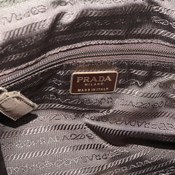 PRADA Chain Shoulder Bag Nylon Beige Gold Auth 207819A