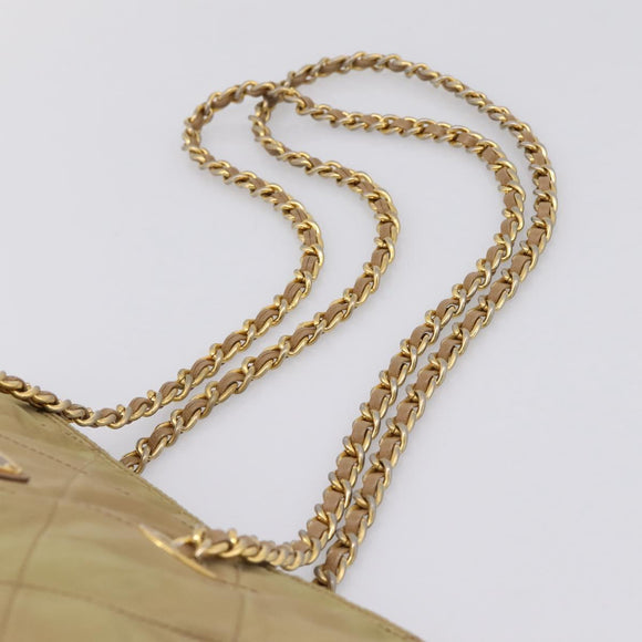 PRADA Chain Shoulder Bag Nylon Beige Gold Auth 207819A