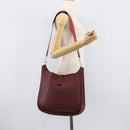 HERMES Evelyn 1MM Shoulder Bag Taurillon Leather Bordeaux Silver Auth 207820V-21