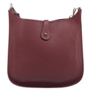HERMES Evelyn 1MM Shoulder Bag Taurillon Leather Bordeaux Silver Auth 207820V-3