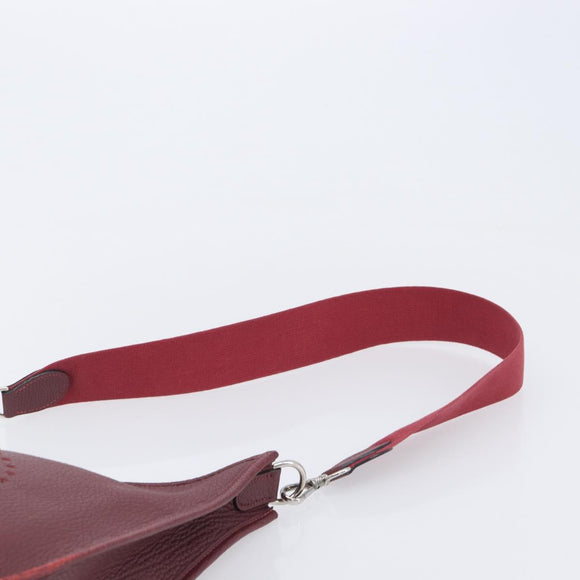 HERMES Evelyn 1MM Shoulder Bag Taurillon Leather Bordeaux Silver Auth 207820V