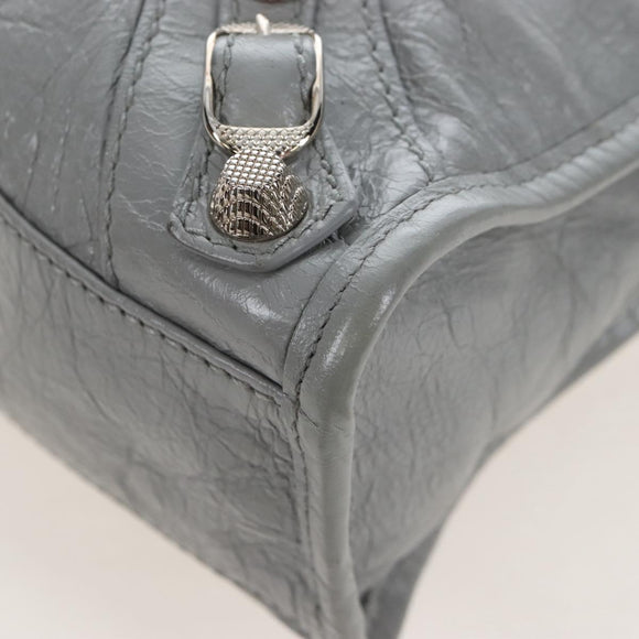 Balenciaga Giant Mini City Hand Bag Leather 2way Gray Silver 519938 Auth 207823V
