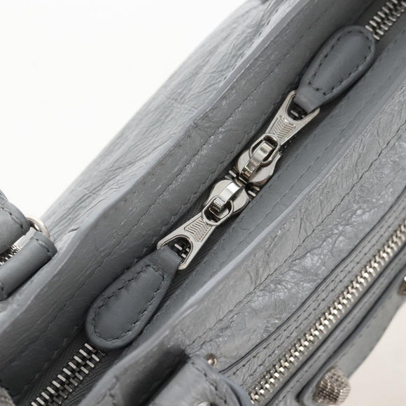 Balenciaga Giant Mini City Hand Bag Leather 2way Gray Silver 519938 Auth 207823V