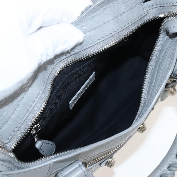 Balenciaga Giant Mini City Hand Bag Leather 2way Gray Silver 519938 Auth 207823V