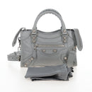 Balenciaga Giant Mini City Hand Bag Leather 2way Gray Silver 519938 Auth 207823V-28