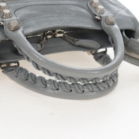 Balenciaga Giant Mini City Hand Bag Leather 2way Gray Silver 519938 Auth 207823V