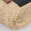 LOEWE Tote Bag Raffia Beige Black Auth 207825SM-14