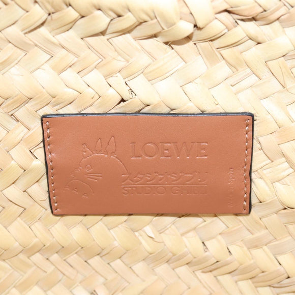 LOEWE Tote Bag Raffia Beige Black Auth 207825SM