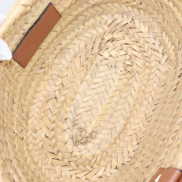 LOEWE Tote Bag Raffia Beige Black Auth 207825SM
