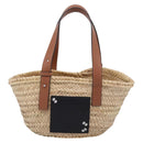 LOEWE Tote Bag Raffia Beige Black Auth 207825SM-13