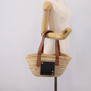 LOEWE Tote Bag Raffia Beige Black Auth 207825SM-21