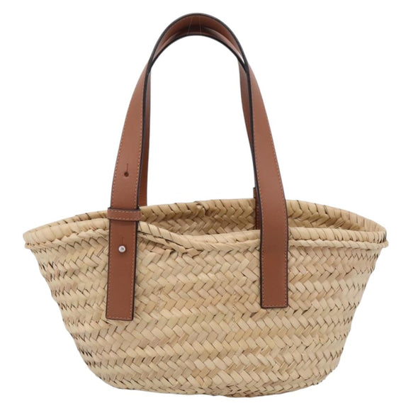 LOEWE Tote Bag Raffia Beige Black Auth 207825SM