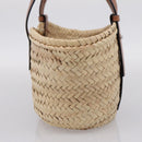 LOEWE Tote Bag Raffia Beige Black Auth 207825SM-3