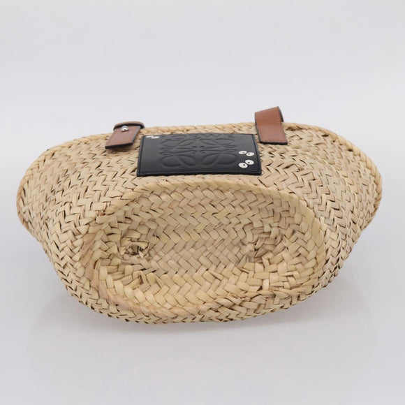 LOEWE Tote Bag Raffia Beige Black Auth 207825SM