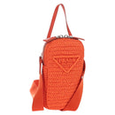 PRADA Shoulder Pouch Raffia 2way Orange Silver Auth 207829M-1