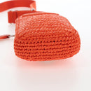 PRADA Shoulder Pouch Raffia 2way Orange Silver Auth 207829M-13