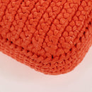 PRADA Shoulder Pouch Raffia 2way Orange Silver Auth 207829M-14