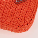 PRADA Shoulder Pouch Raffia 2way Orange Silver Auth 207829M-16