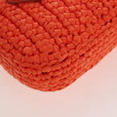 PRADA Shoulder Pouch Raffia 2way Orange Silver Auth 207829M-17
