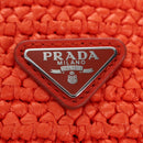 PRADA Shoulder Pouch Raffia 2way Orange Silver Auth 207829M-18