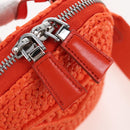 PRADA Shoulder Pouch Raffia 2way Orange Silver Auth 207829M-20