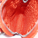 PRADA Shoulder Pouch Raffia 2way Orange Silver Auth 207829M-22