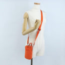 PRADA Shoulder Pouch Raffia 2way Orange Silver Auth 207829M-26