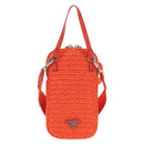PRADA Shoulder Pouch Raffia 2way Orange Silver Auth 207829M-3