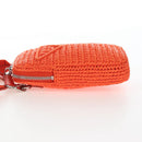 PRADA Shoulder Pouch Raffia 2way Orange Silver Auth 207829M-4