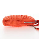 PRADA Shoulder Pouch Raffia 2way Orange Silver Auth 207829M-5