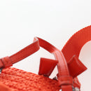 PRADA Shoulder Pouch Raffia 2way Orange Silver Auth 207829M-8
