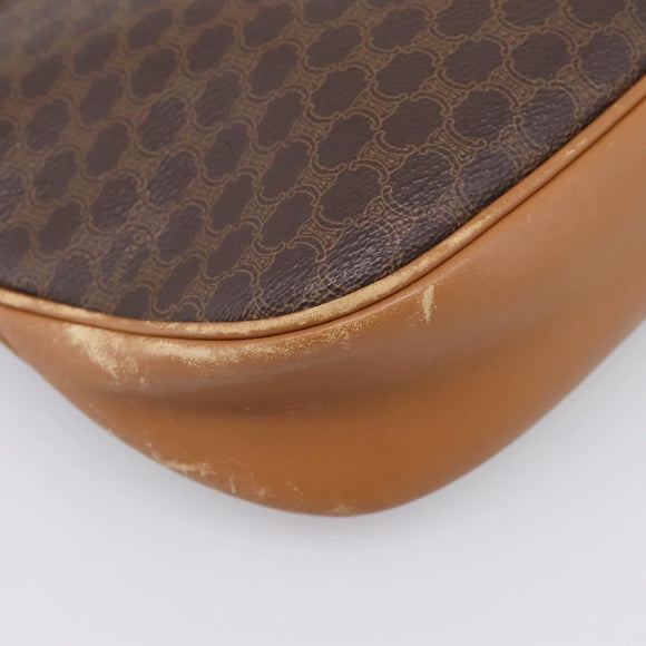 CELINE Macadam Shoulder Bag PVC Brown Gold Tone Auth 207831