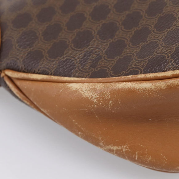 CELINE Macadam Shoulder Bag PVC Brown Gold Tone Auth 207831