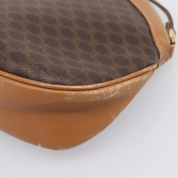 CELINE Macadam Shoulder Bag PVC Brown Gold Tone Auth 207831