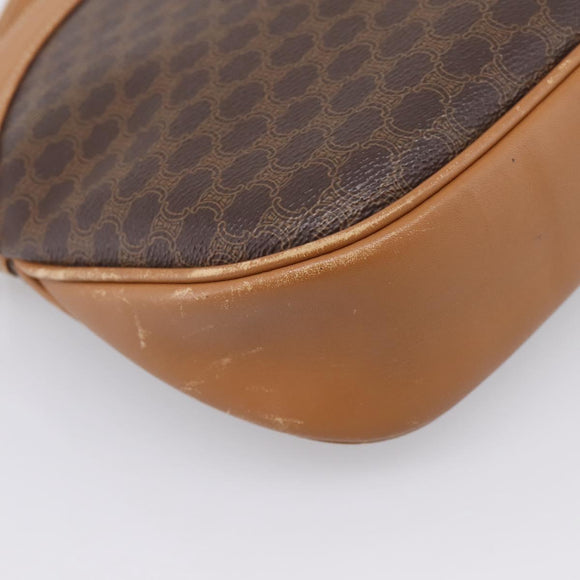 CELINE Macadam Shoulder Bag PVC Brown Gold Tone Auth 207831