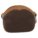 CELINE Macadam Shoulder Bag PVC Brown Gold Tone Auth 207831-3