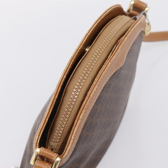 CELINE Macadam Shoulder Bag PVC Brown Gold Tone Auth 207831