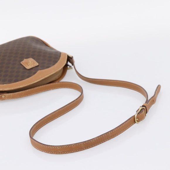 CELINE Macadam Shoulder Bag PVC Brown Gold Tone Auth 207831